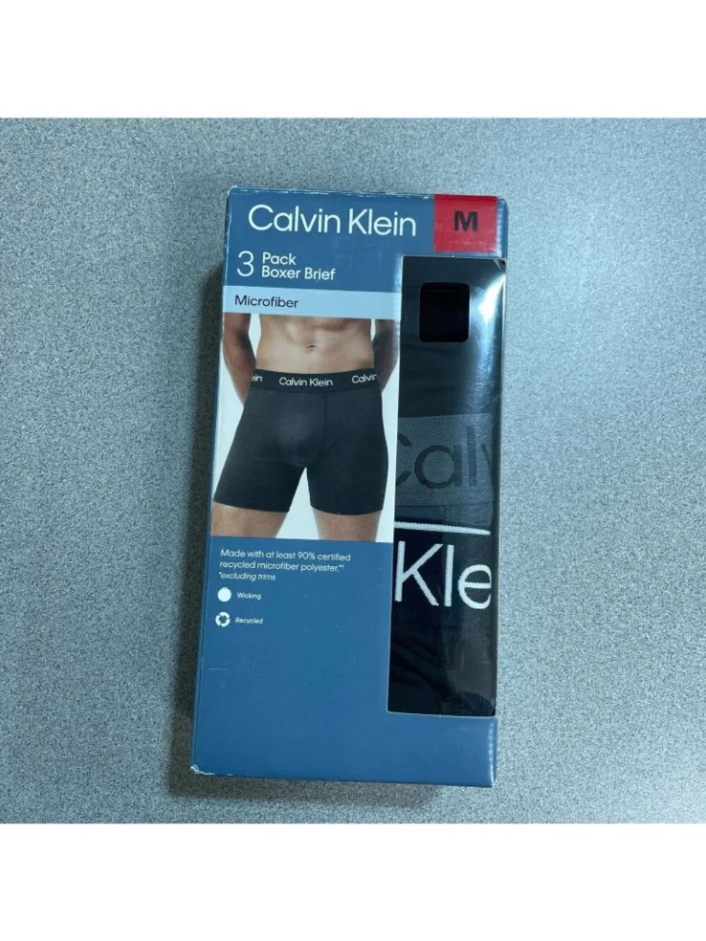 NWT Calvin Klein Men's M Gray Black 3 Pack Microfiber Boxer Briefs